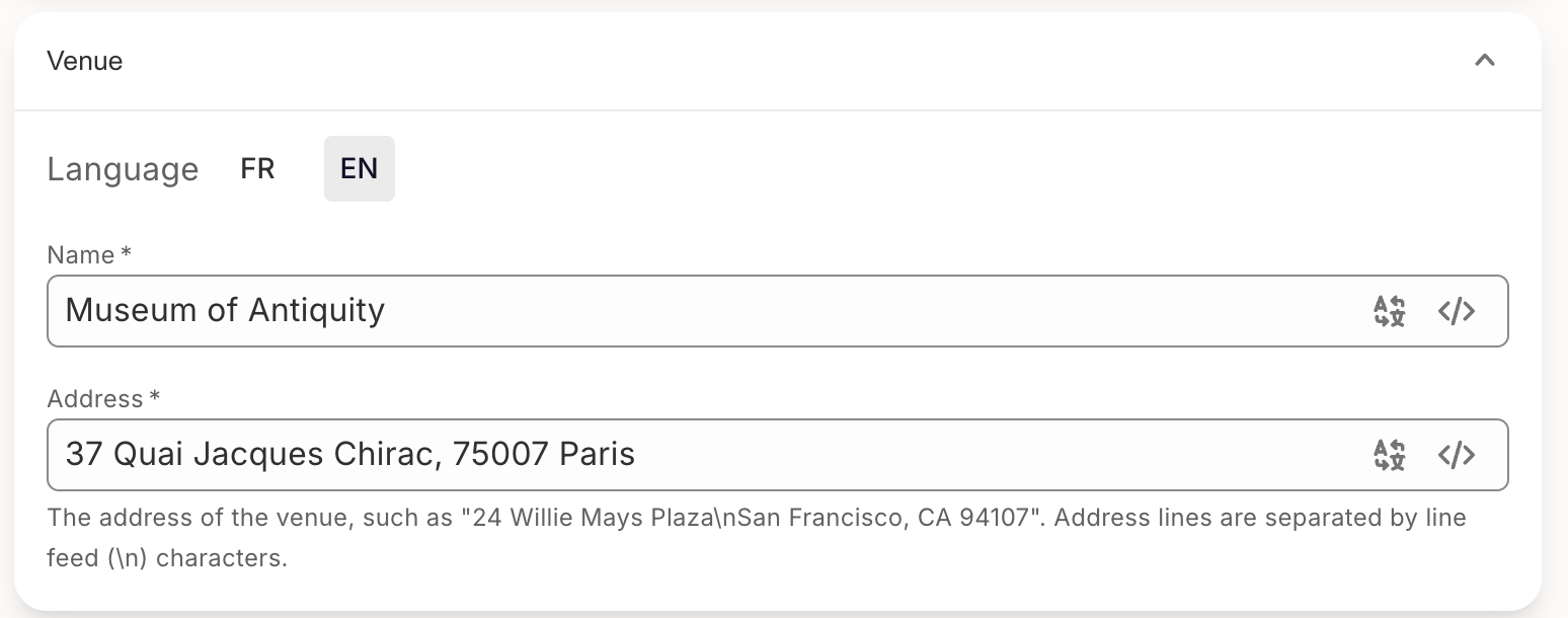 Event ticket - venue Google