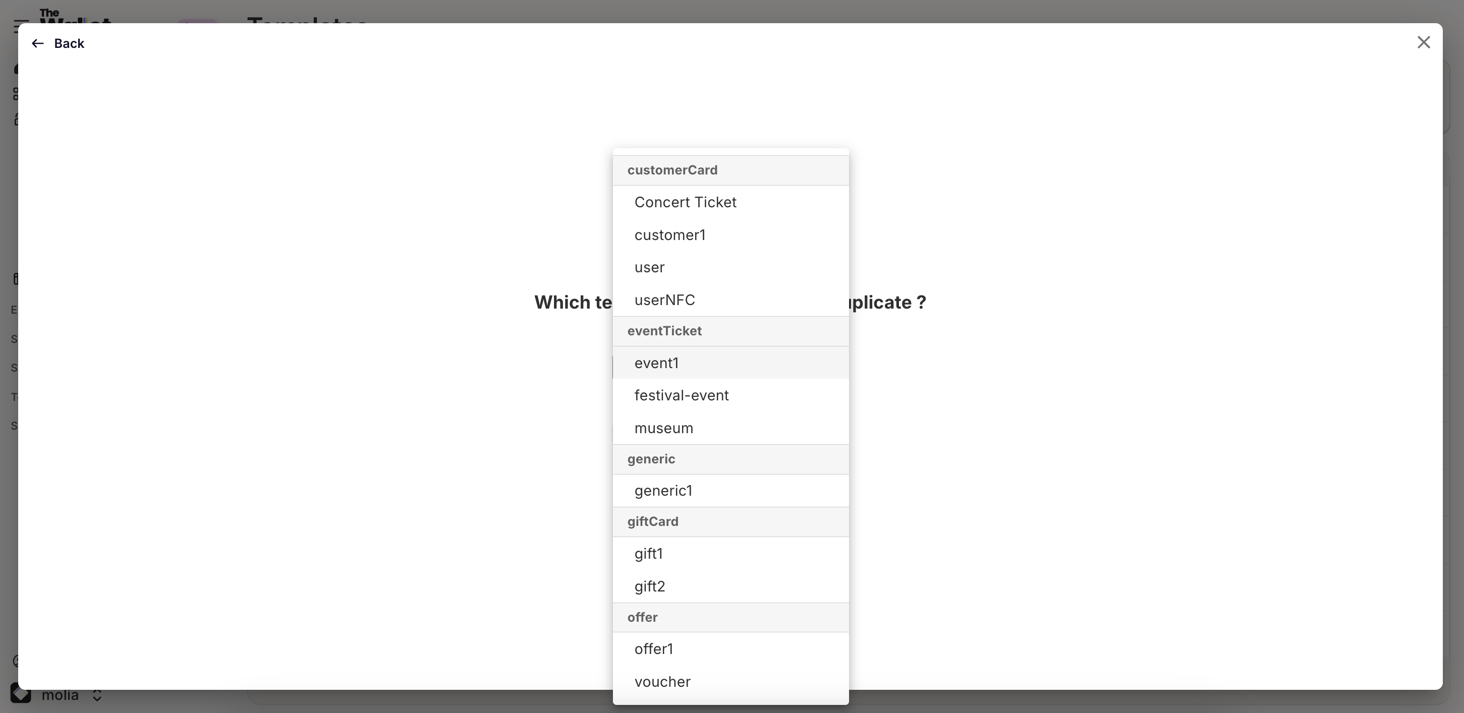 Duplicate a template