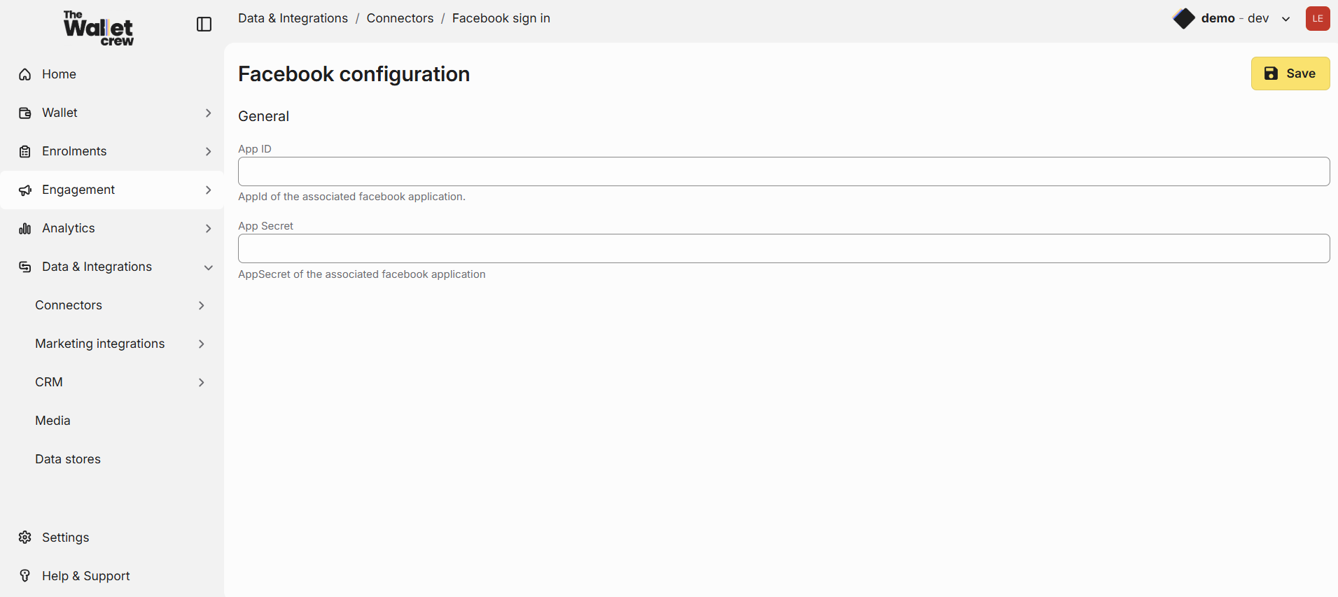 The Wallet Crew - Facebook Social Sign In configuration