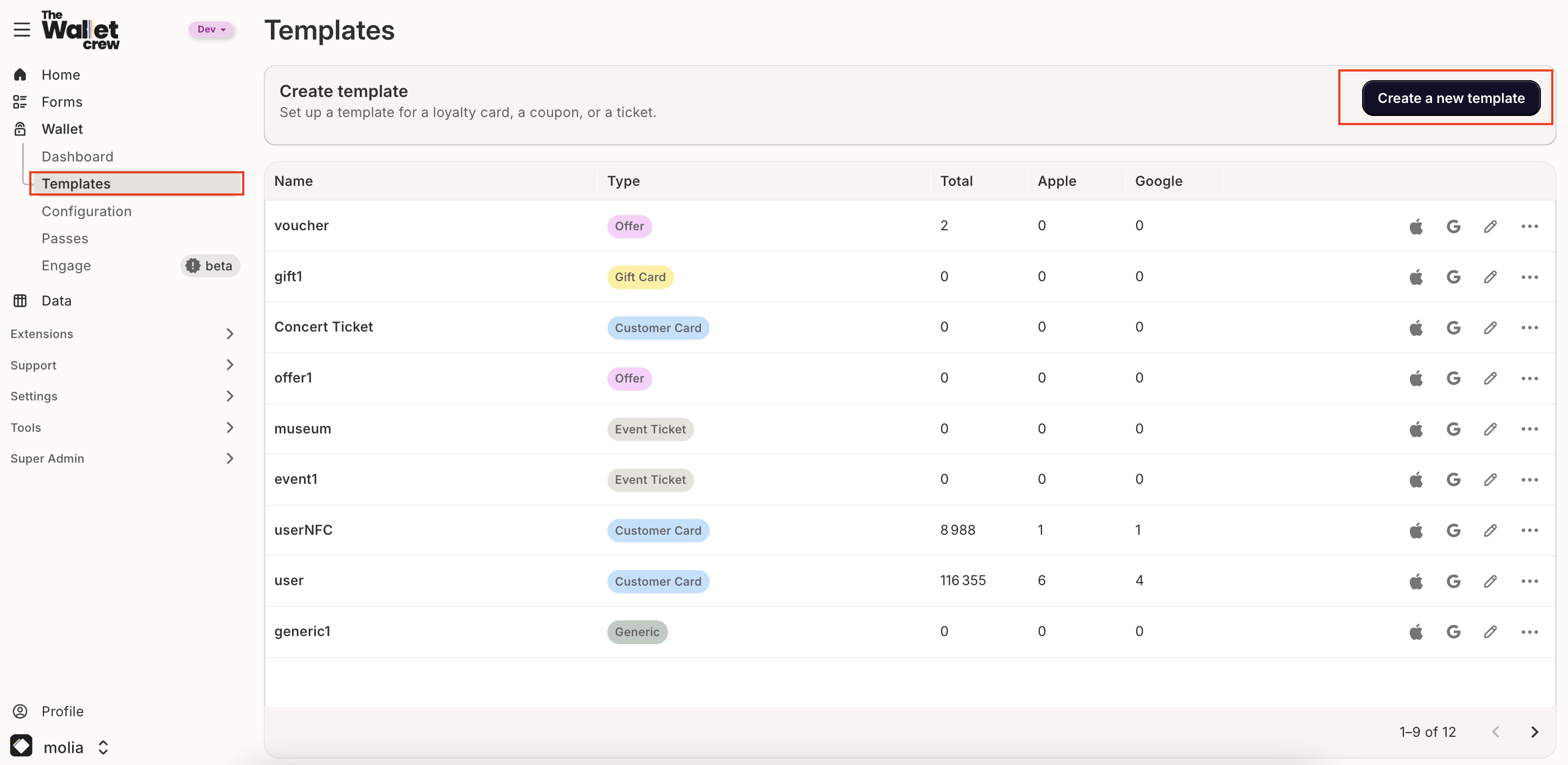 How to create a template