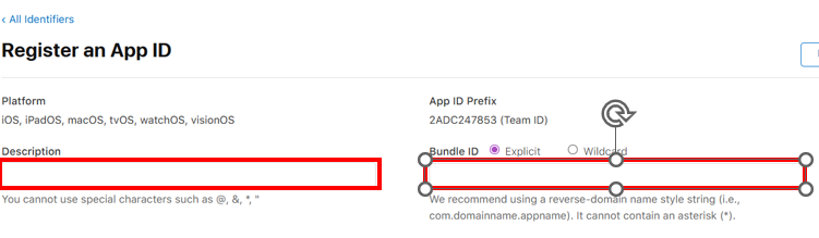 Description and Bundle ID